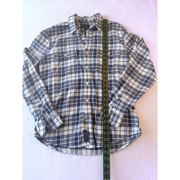 Lucky Brand Mens Medium Flannel Plaid Long Sleeve Shirt Western Blue - Picture 2 of 9